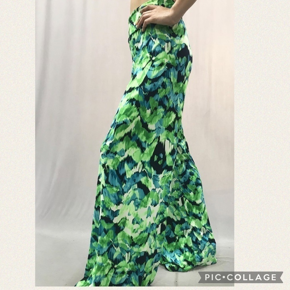 Lime, Blue, & White Palazzo Pants